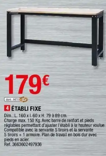 Brico Dépôt Établi fixe offre