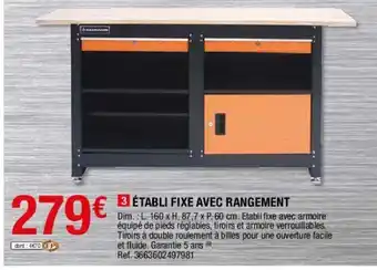 Brico Dépôt Établi fixe avec rangement offre