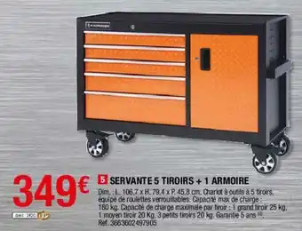 Brico Dépôt Servante 5 tiroirs + 1 Armoire offre