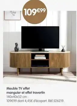 b&m Meuble tv effet manguier et effet travertin offre