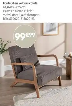 b&m Fauteuil en velours côtelé offre