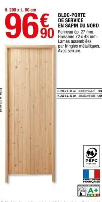 Brico Dépôt Bloc-porte de service en sapin du Nord offre
