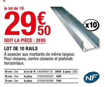 Brico Dépôt Lot de 10 rails offre