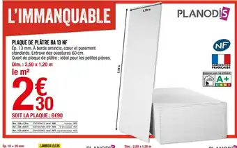 Brico Dépôt Plaque de platre BA 13 NF offre