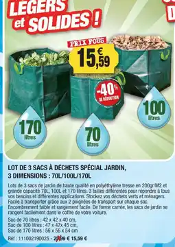 Outiror SACS À DÉCHETS SPÉCIAL JARDIN offre