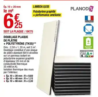 Brico Dépôt Doublage plaque de plâtre + Polystyrène (TH35) offre
