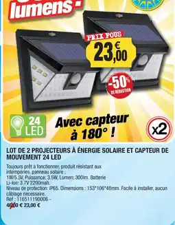Outiror lumens- PROJECTEURS À ÉNERGIE SOLAIRE offre