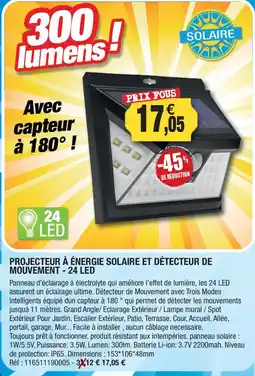 Outiror Projecteur à énergie solaire et détecteur de mouvement - 24 led offre