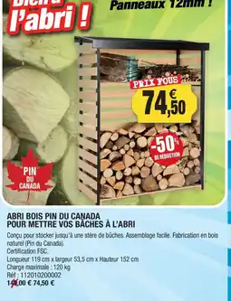 Outiror ABRI BOIS PIN DU CANADA offre