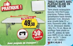 Outiror Table pliante avec plateau blanc en resine offre
