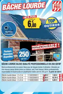 Outiror Bâche lourde bleu qualite professionelle en 250 gr/m offre