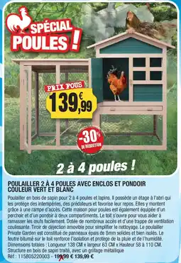 Outiror POULAILLER 2 À 4 POULES AVEC ENCLOS ET PONDOIR offre