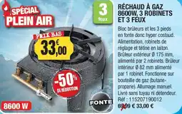 Outiror Rechaud a gaz 8600w 3 robinets et 3 feux offre