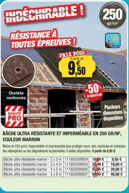 Outiror Bâche ultra résistante et impermeable en 250 gr/m couleur marron offre