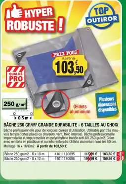 Outiror Bâche 250 gr/m² grande durabilite- 6 tailles au choix offre