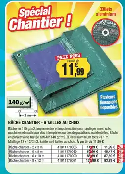 Outiror Bâche chantier 6 tailles au choix offre