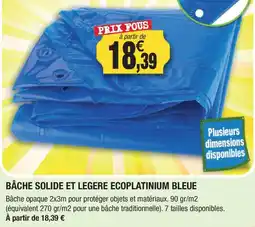 Outiror ECOPLATINIUM BÂCHE SOLIDE ET LÉGÈRE BLEUE offre