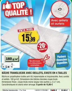 Outiror Bâche translucide avec oeillets existe en 4 tailles offre