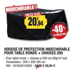 Outiror Housse de protection indechirable pour table ronde + chaises 200 offre