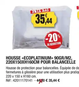 Outiror Ecoplatinium housse pour balancelles offre