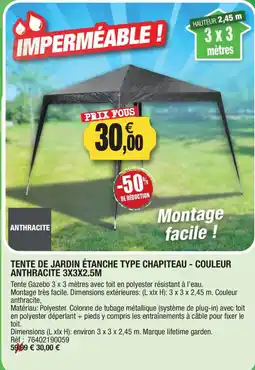 Outiror lifetime garden TENTE DE JARDIN ÉTANCHE TYPE CHAPITEAU offre