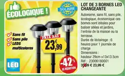 Outiror LOT DE 3 BORNES LED CHANGEANTE offre