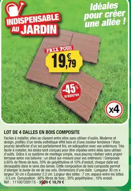 Outiror LOT DE 4 DALLES EN BOIS COMPOSITE offre