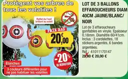 Outiror Lot de 3 ballons effarocheurs diam jaune blanc noir offre