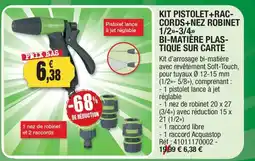 Outiror Kit pistolet+rac- cords+nez robinet 1/2⟫-3/4>> bi-matière plas- tique sur carte offre