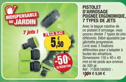 Outiror Pistolet d'arrosage poignee ergonomique, 7 types de jets offre