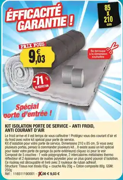 Outiror Kit isolation porte de service - anti froid, anti courant d'air offre
