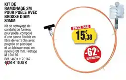 Outiror Kit de ramonage 3m pour poêle avec brosse diam 80mm offre