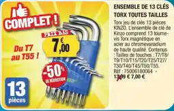 Outiror KINZO ENSEMBLE DE 13 CLÉS TORX offre