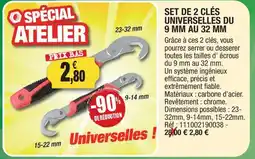 Outiror Set de 2 clés universelles 9 mm au 32 mm offre