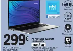 E.Leclerc Medion pc portable avantum 15 md000054 offre