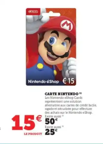Super U Carte Nintendo offre