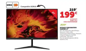 Super U Ecran D'Ordinateur Gaming 27" offre