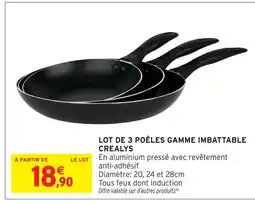 Intermarché Hyper Crealys lot de 3 poêles gamme imbattable offre