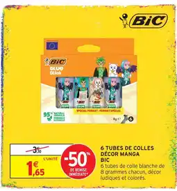 Intermarché Hyper Bic 6 tubes de colles décor manga offre