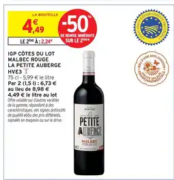 Intermarché Hyper La petite auberge malbec rouge igp côtes du lot hve3 offre