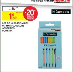 Intermarché Hyper Domédia lot de 10 porte-mines 0,7 mm 5 couleurs assorties offre