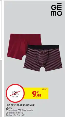 Intermarché Hyper Gemo lot de 2 boxers homme offre