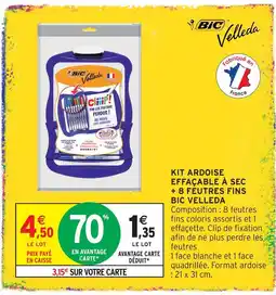 Intermarché Hyper Velleda kit ardoise effaçable à sec + 8 feutres fins bic offre