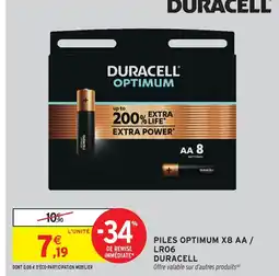 Intermarché Hyper Duracell piles optimum x8 aa / lr06 offre