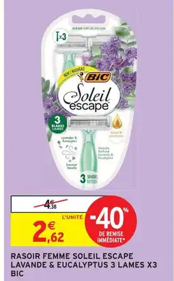 Intermarché Hyper Bic rasoir femme soleil escape lavande & eucalyptus 3 lames x3 offre