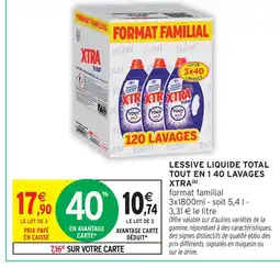 Intermarché Hyper Xtra lessive liquide total tout en 1 40 lavages offre