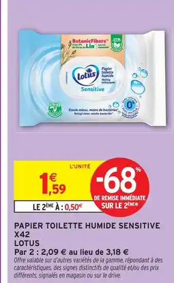 Intermarché Hyper Lotus papier toilette humide sensitive x42 offre