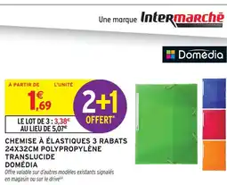 Intermarché Hyper Domédia chemise à élastiques 3 rabats 24x32 cm polypropylène translucide offre