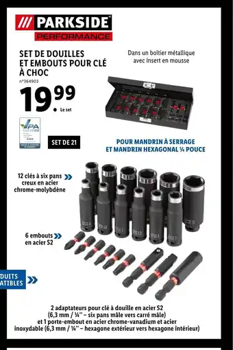 Lidl Set De Douilles Et Embouts Pour Clè A Choc offre