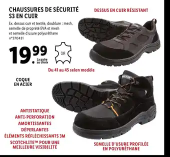 Lidl Chaussures De Sècuritè S3 En Cuir offre